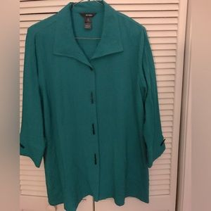 Ali Miles Crinkle Tunic in Kelly Green. EUC in size XL. GREAT for Hot Weather!